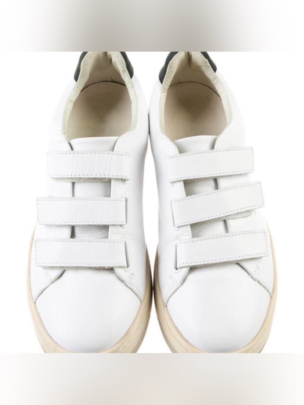 Sandro white leather sneakers with Velcro straps women’s size 37 6